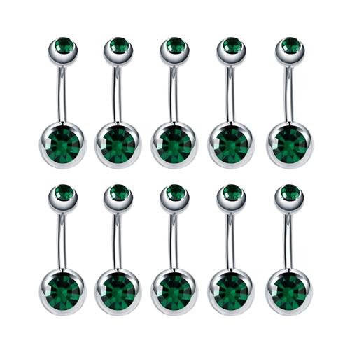 10Pcs Stainless Steel Belly Button Piercings Navel Earrings Gemed Goth Belly Rings Piercing Ombligo Punk Body Jewelry Women Men