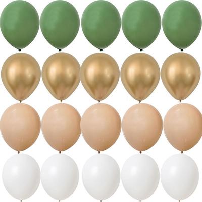 20 STÜCKE 10 Zoll Ballon-Set Retro Grün Weiß Gold Kugeln Geburtstag Hochzeit Jahrestag Dschungel Sommerparty Deko Heimbedarf