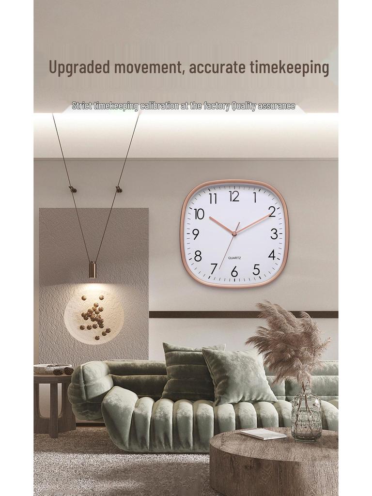 Luminous 12-Inch Silent Wall Clock with Rounded Corners for Living Room