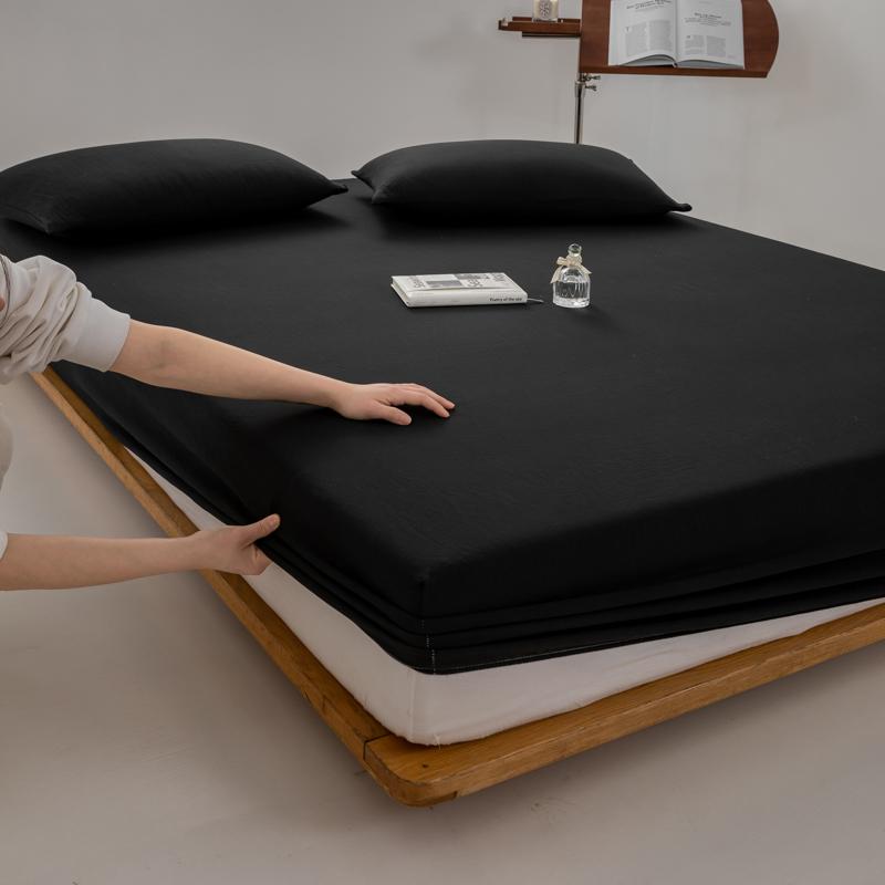 

Простыня на резинке из 100% хлопка с резинкой, регулируемый нескользящий чехол для матраса для односпальной двуспальной кровати размера «king-size» размером 140/160/180/200 см 160x200x30cm чёрный