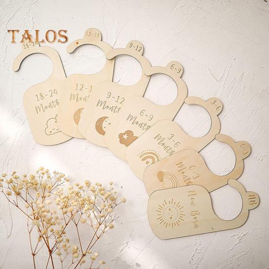 7/8 Pcs Baby Wardrobe Dividers Closet Wooden Baby Garment Size Markers Newborn To Toddler Baby Clothes Size Dividers for Daily Baby Clothes