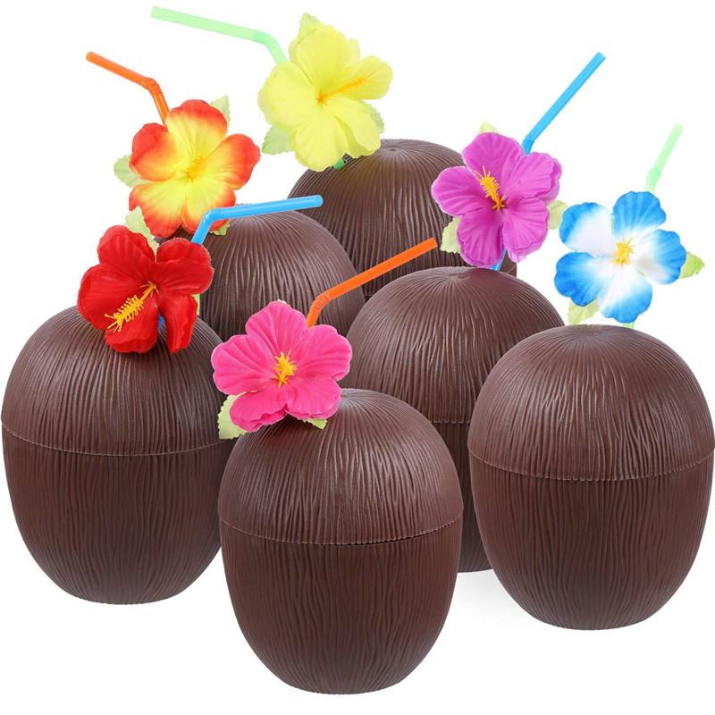 Hawaii Party Luau Flamingo Decoration Pineapple Coconut Drinking Cup Wedding Birthday Summer Hawaiian Tropical Party Decorations