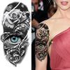 1 Blatt Temporäre Skelett-Tattoos für Damen Herren Fake Death Totenkopf Blume Tattoo Aufkleber Körperkunst Zeichnung Arm Unterarm Taille Rücken
