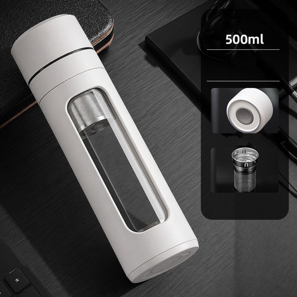 One Click Opening Tea Separation Cup Anti-Scald Infuser Tumbler Glass Water Bottle Office Home Use