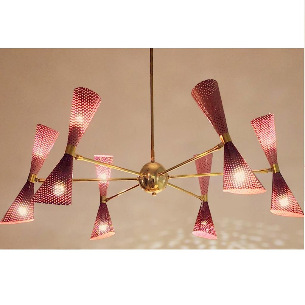 Pink Diablo Cone Artistic Sputnik Light Elegant Chandelier For Home Interior 6 Arms 12 Light