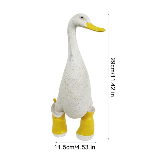 Resin Duck Rain Boots Garden Statue, Weatherproof Outdoor Yard Decor, Rustic Farmhouse Lawn Ornament, Unique Front Porch Entryway Decor, Geese Animal