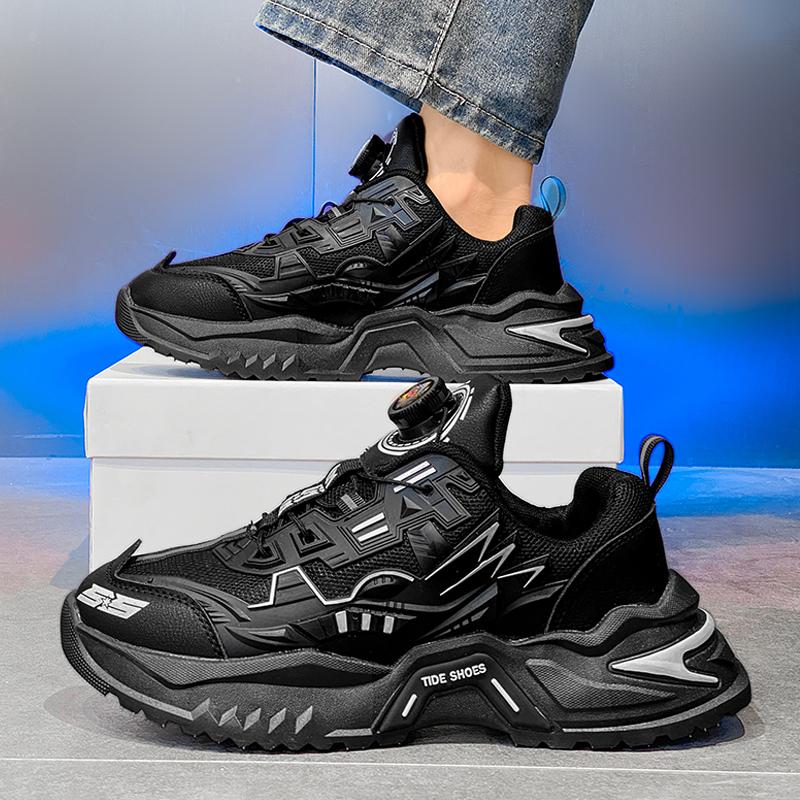 Herrenschuhe Herbst 2024 neu Mesh Drehverschluss Jugend Sport Freizeit Laufen Erhöhend Rutschfest Papa Trendschuhe