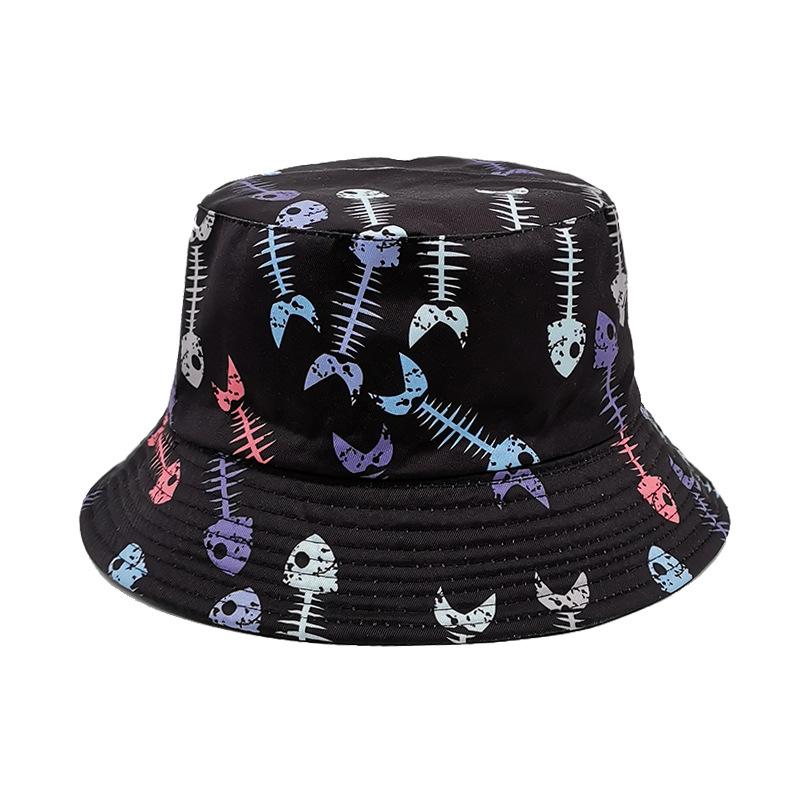 Hiphop Funny Fish Pattern Panama Summer Sunscreen Fisherman Hat Women Man Fashion Decorate Bucket Hats Reversible Fisherman Hat