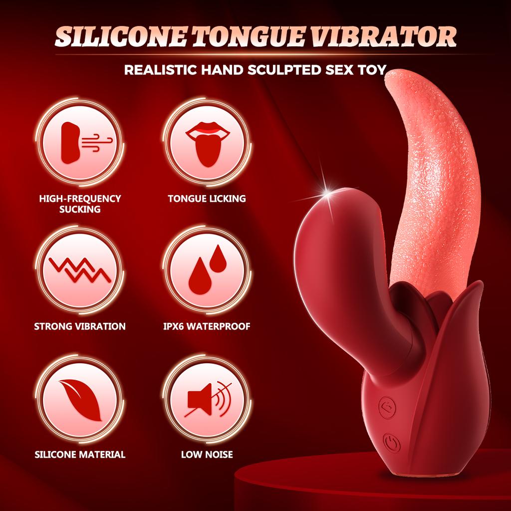HESEKS Clitoral Stimulator Tongue Vibrator Nipple Tongue Rose Vibrator Sucker Clitoris G Spot Vibrators Female Masturbation