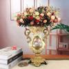 European High-end Home Ornament Retro Luxury Resin Decoration Ornament House Living Room Artificial Flowers Vase