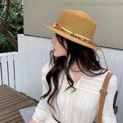 Wide Brim Panama Straw Hat Sunscreen Summer Beach Hat Portable Women Sun Hat  Ladies/Girls