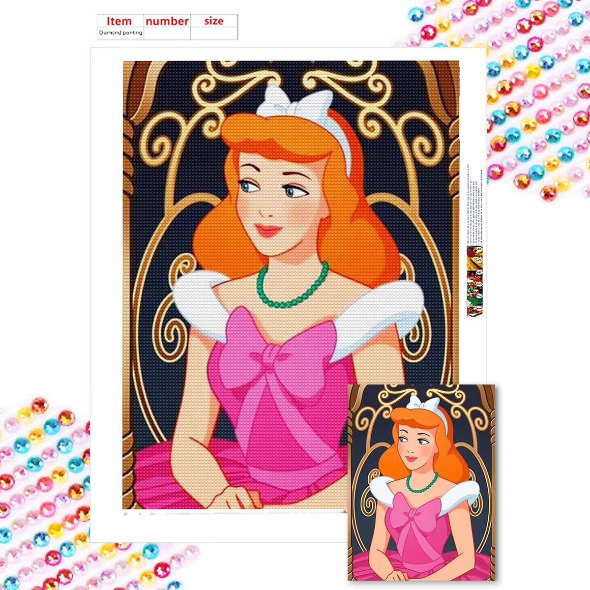 

5D Diy Diamond Painting The Thinking Princess Full Drill Rhinestones Mosaic Embroidery Handmade Products Home Decor Gift Round 20x30cm