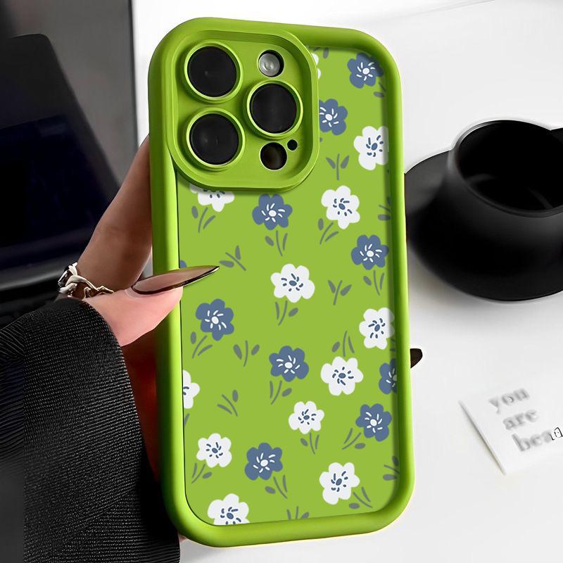 Blue White Small Flowers Silicone Case For iPhone 15 16 Pro Max 14 13 12 11 Pro Max 7 8 XR XS SE Shockproof Soft TPU Phone Cover