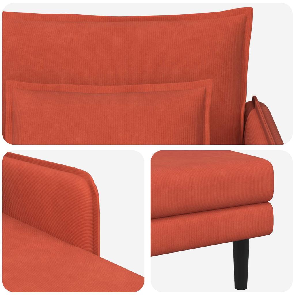 Large Chaise Lounge Red Orange Corduroy