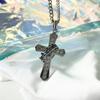 Men's Cross Necklace Cubic Silver Surgical Steel Cool Change
