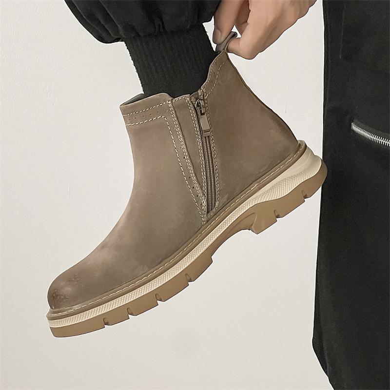 Fashion Italian Brand Men's Workwear High Top Shoes Thick Soled Wear-resistant Street Fashion Motorcycle Boots Men's Casual Shoes