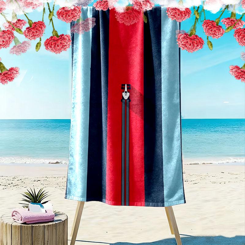 Martini Racing Print Beach Towel, Large Soft Quick Dry Towel for Beach Camping Swimming