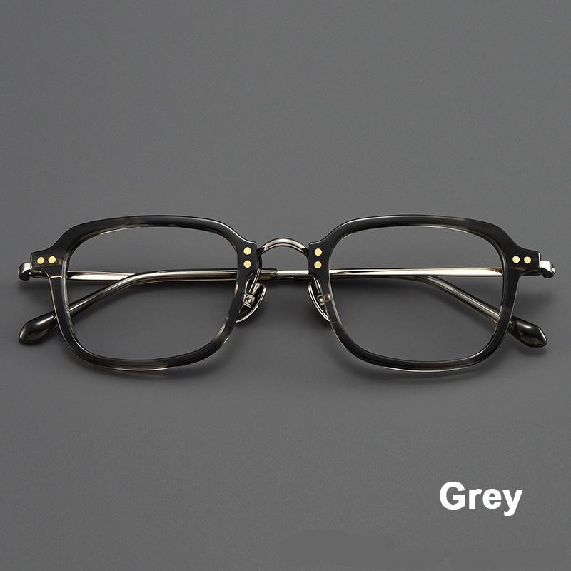 

Japanese Style Trendy Acetate Frame Titanium Nose Pad Temple Ultra-light Wide-Brim Glasses Women s Men Luxury Eyeglasses Demo Lens сірий