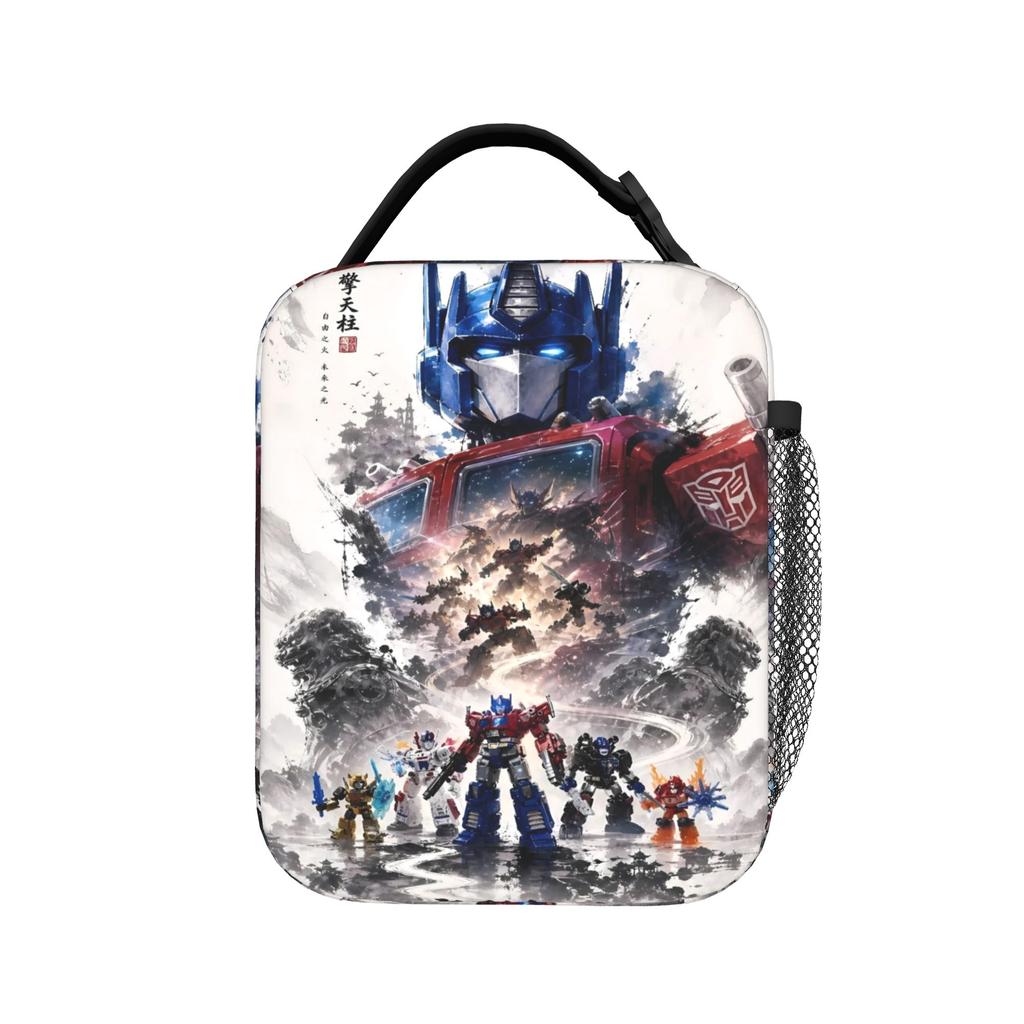 Lunch Bag Transformered Cartoon School Lunch Box For Child  Fun Portable Zipper Print Tote Food Bags