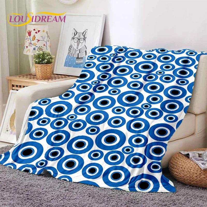 3D Boze Oog Turkije Blauw Nazar Oog van Horus Zachte Flanel Dekens, Plaid Comfortabele Deken voor Picknick Bedden Bank Slaapkamer