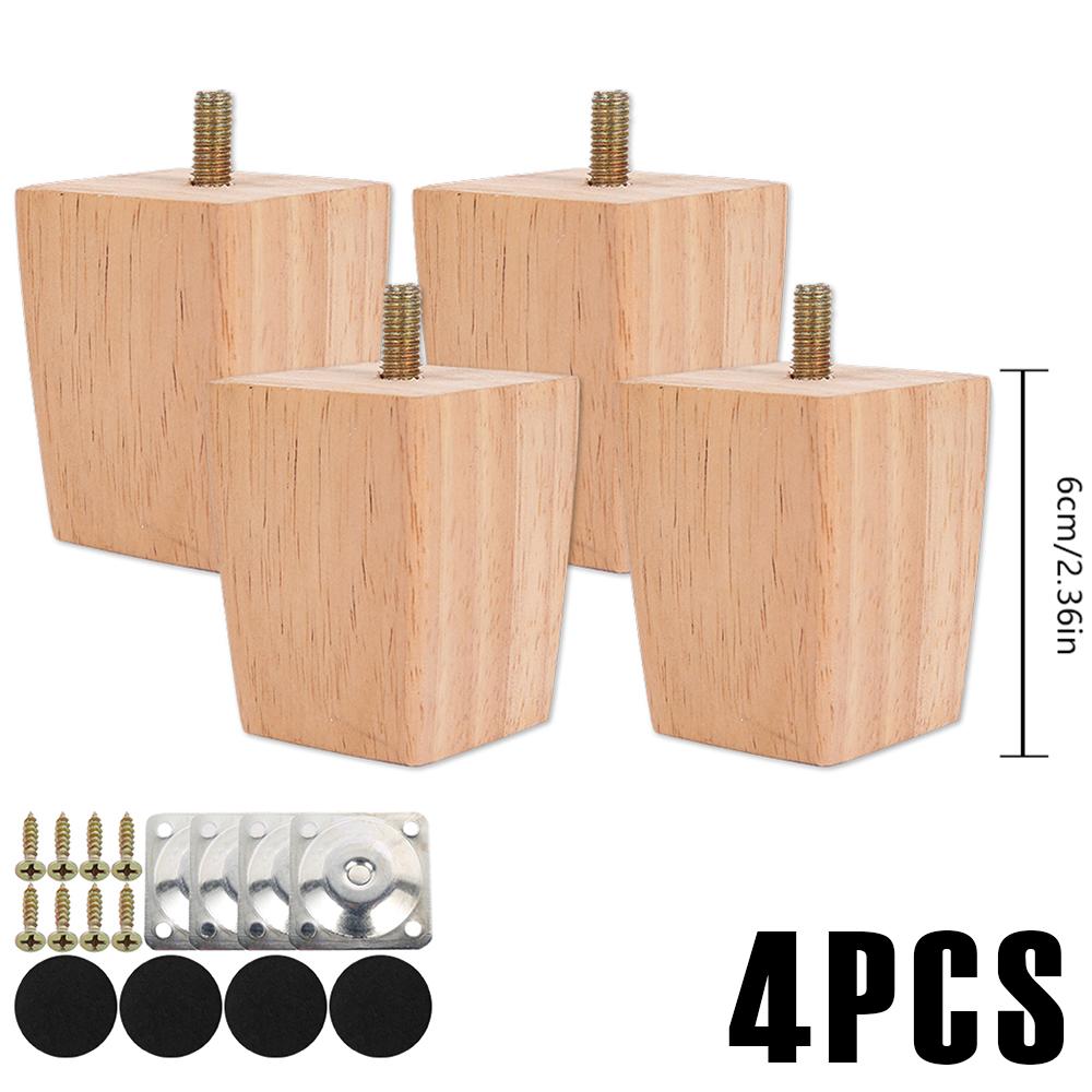 4/8 шт. Квадратные ножки для мебели 6/10/15 см Ножки для дивана из массива дерева Замена Высота Мебельные ножки с винтами Монтажная пластина Подушечки