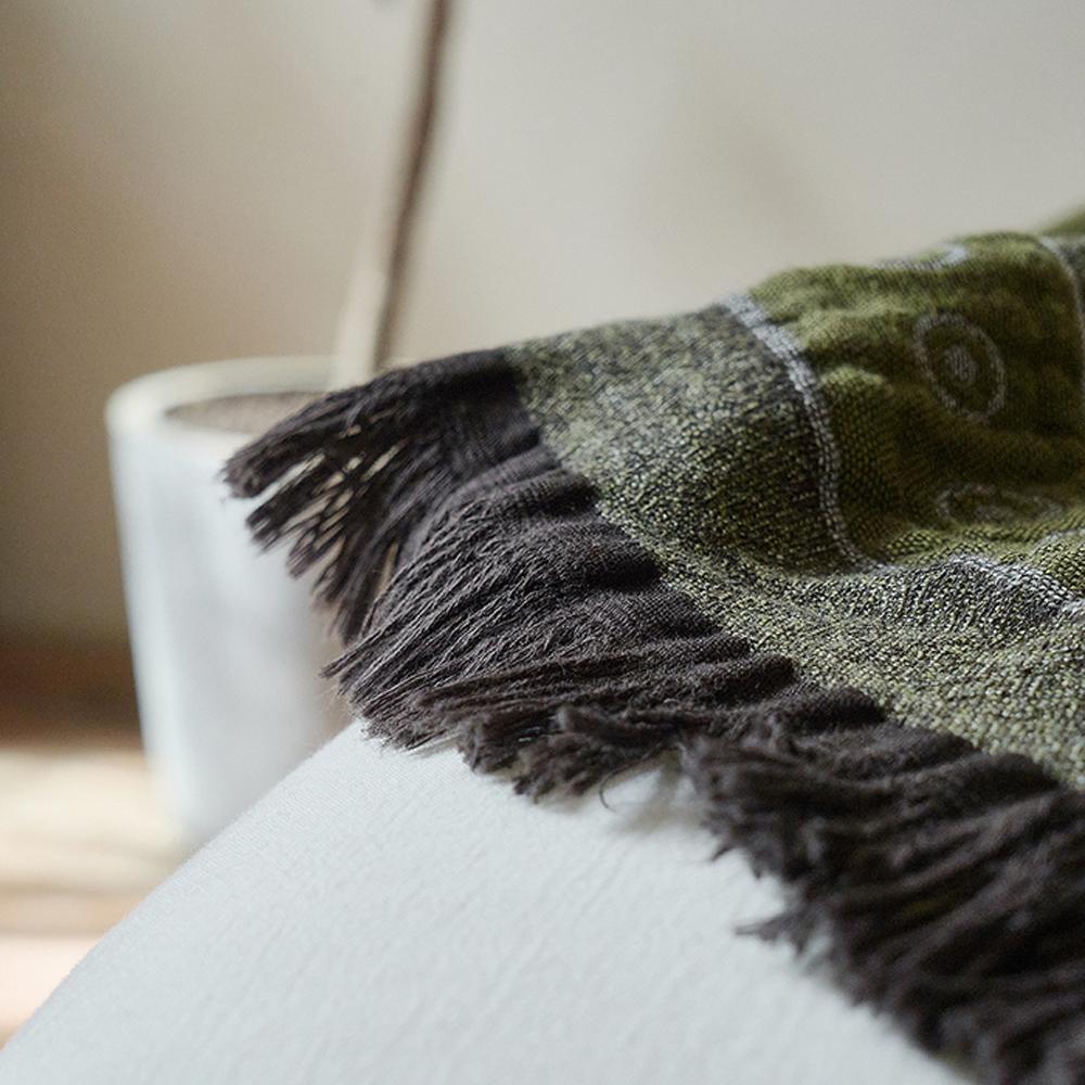 Cotton Blanket Yarn-Dyed Jacquard Tassel Throw Blanket Decoration Sofa Bedend T Air Office Nap Cover Blanket 140*190Cm