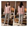 Women's Pajama Set with Chest Pad - Long Sleeve, Long Pants, Plus Size, Casual Homewear for Spring, Autumn, Winter