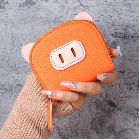 Piggy Coin Wallet Zip Around Purse with Multi Card Slots Accordion Style Coin Purse Card Holder for Girls Travel Dating Shopping