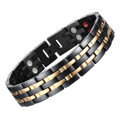 Unisex 18K Gold Plated PVD Black Stainless Steel Bracelet with Link Remover Inch Adjustable [JFUME] Bracelet, Tool, 8.5