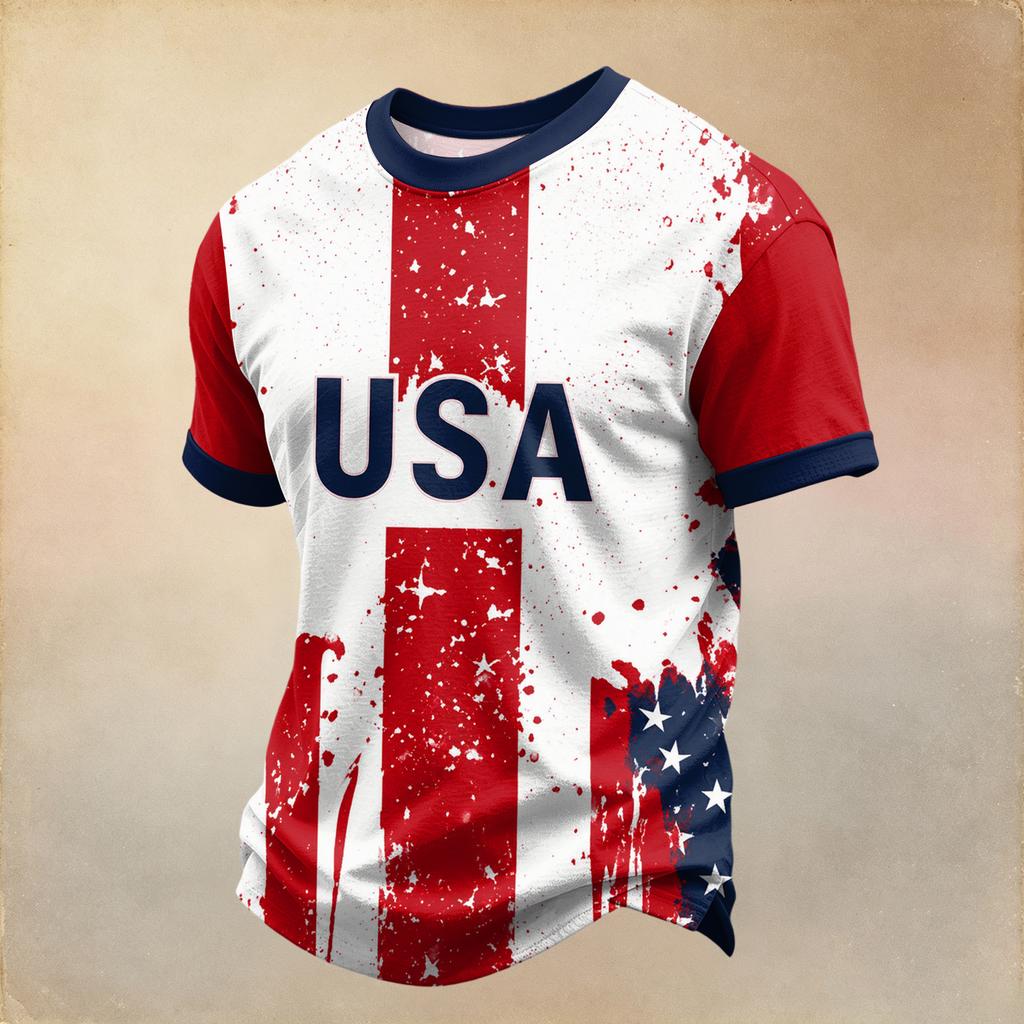 Men's Casual Printed Round Neck Short Sleeve T-Shirt, Lightweight and Breathable for Everyday Wear