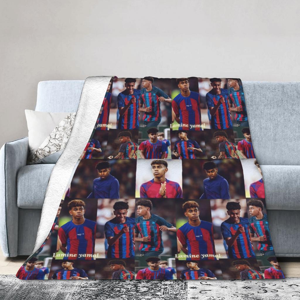 Lamine Y-Yamal Decken Fußball Soccer Flanell Neuheit Warme Überwurfdecke für Zuhause Restaurant Textil Dekoration