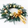 Artificial Wreath Christmas Wreath with Pinecone and Bowknot for Front Door Window Yard Garden Christmas Decorations