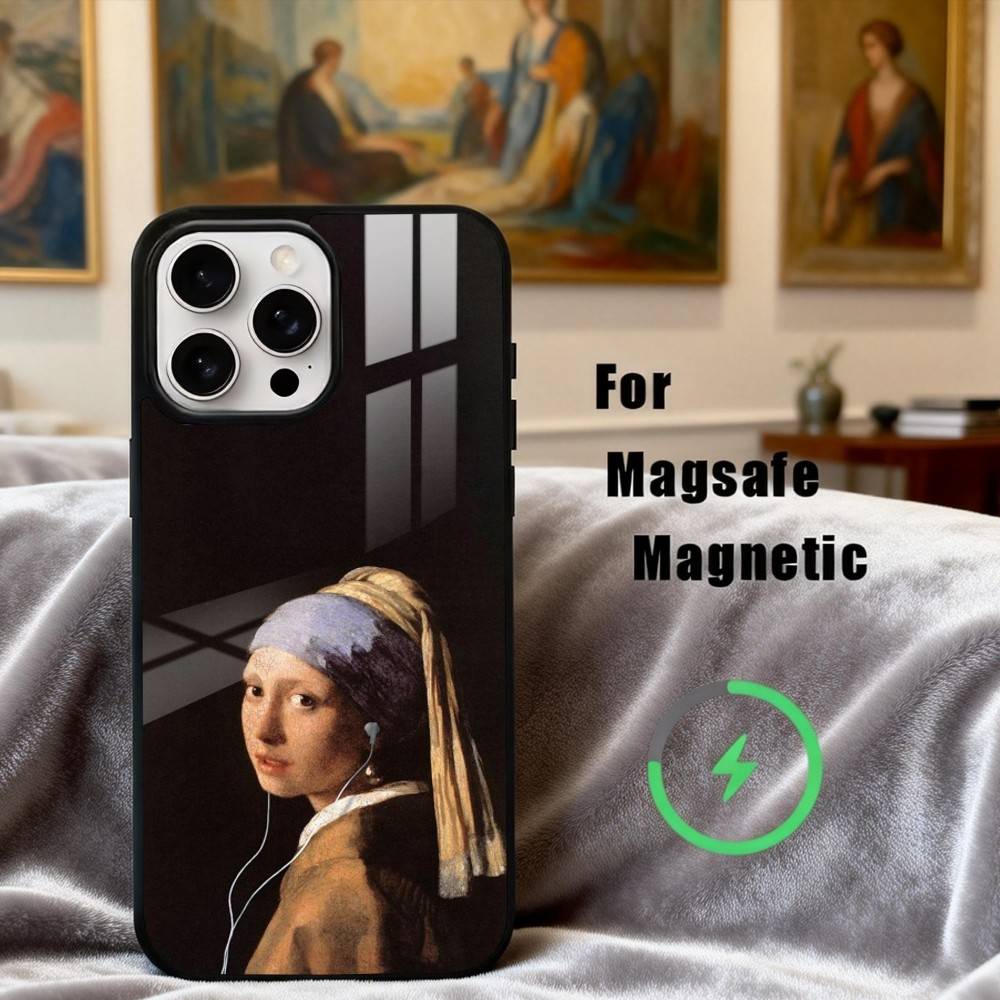 

P-Painting A-Art V-Vermeer G-Girl Phone Case For iPhone17,16,15,14,13,12,11 Plus,Pro Max Magnetic For Magsafe Wireless Charging iPhone11