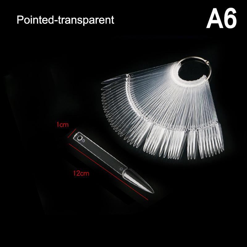 50Pcs False Nail Tips Polish Palette Nail Art Practice Color Display Sticker, Press On Nails Showing Shelf for DIY Manicure Tool