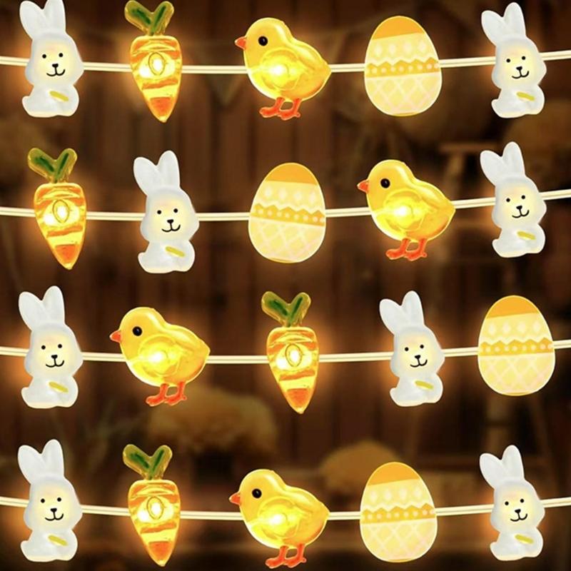 Easter Rabbit Themed LED Lights USB Charging Decorative String Lights for Tabletop Mantels Staircase Festival Decoration