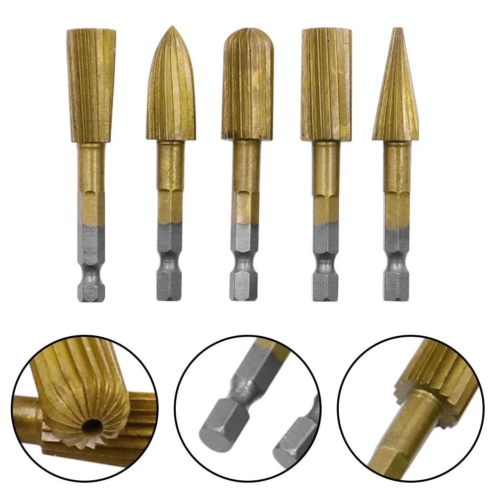 5pcs Rotary Rasp File 6.35mm Shank Burrs File Grinder Abrasive Tools Carving Rotary Rasp Cutter Files Milling Cutter Power Tools