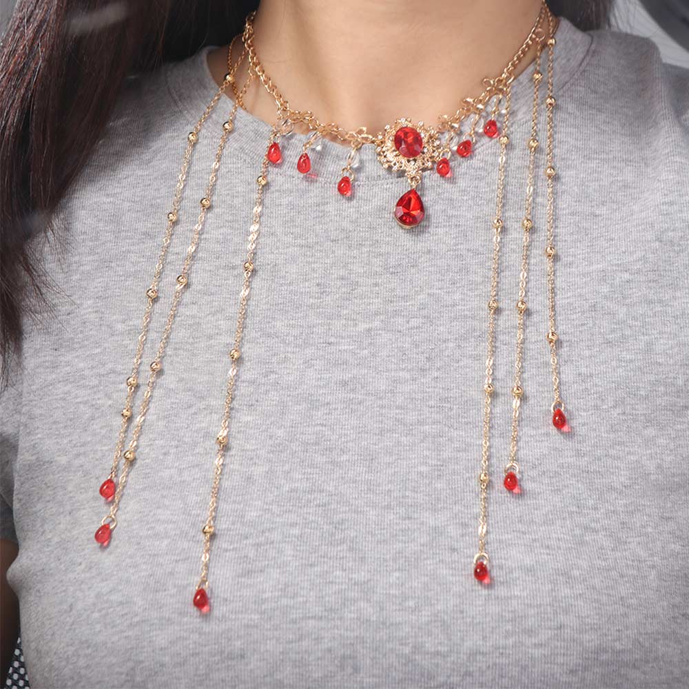 Sparkling Rhinestone Necklace Water Droplet Adjustable Clavicle Chain Jewelry Tassel Chain Shiny Choker Hanfu Accessories