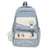 Women Contrast Color Large Capacity Schoolbag Letter Print Backpack for Middle School Students