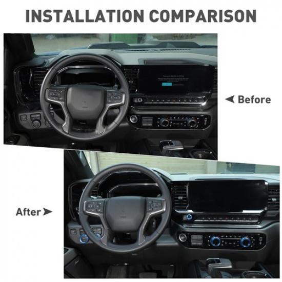 Center Control Headlight Radio AC Switch Knob  Ring Trim For 22+ Chevy Silverado
