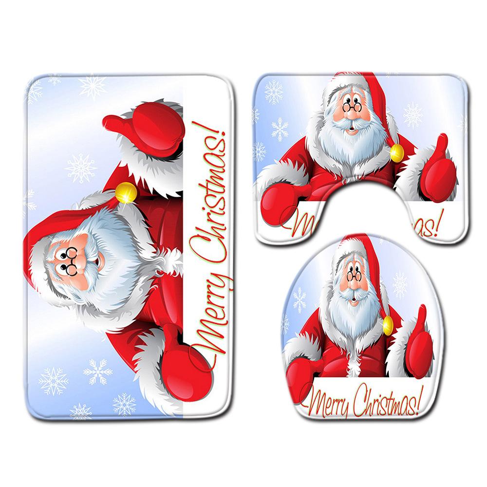 

Christmas Bathroom Floor Mat Toilet Three-Piece Set 45cmx75cm