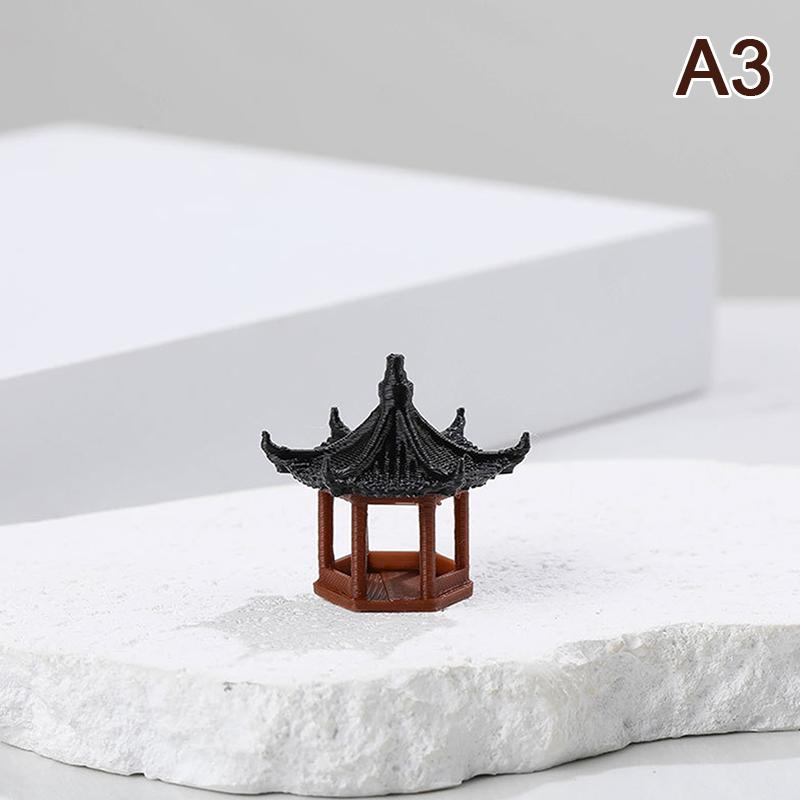 Mini Estatua de Pagoda Modelo de Edificio Antiguo Pabellón Hexagonal Entornos Asiáticos Exóticos Jarrón de Flores Decoración para Acuario Casa de Muñecas