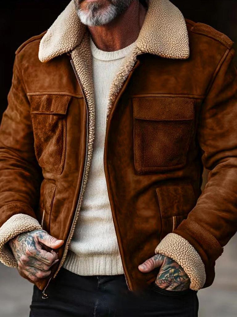 Men's Retro Lapel Multi-pocket Jacket - 2025 Autumn/Winter European and American Style