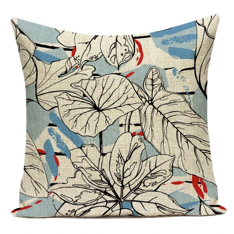 Decorative Throw Pillows Case Floral White Red Pink Flower Polyester Pillow Cushion Cover For Sofa Home Living Room Decor