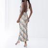 Temperament Commuting V-neck Suspender Gown Print