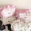 Cute Bow Flower Quilting Cotton Makeup Bag Women Zipper Cosmetic Organizer Female Cloth Handbag Portable Toiletry Case For Girls