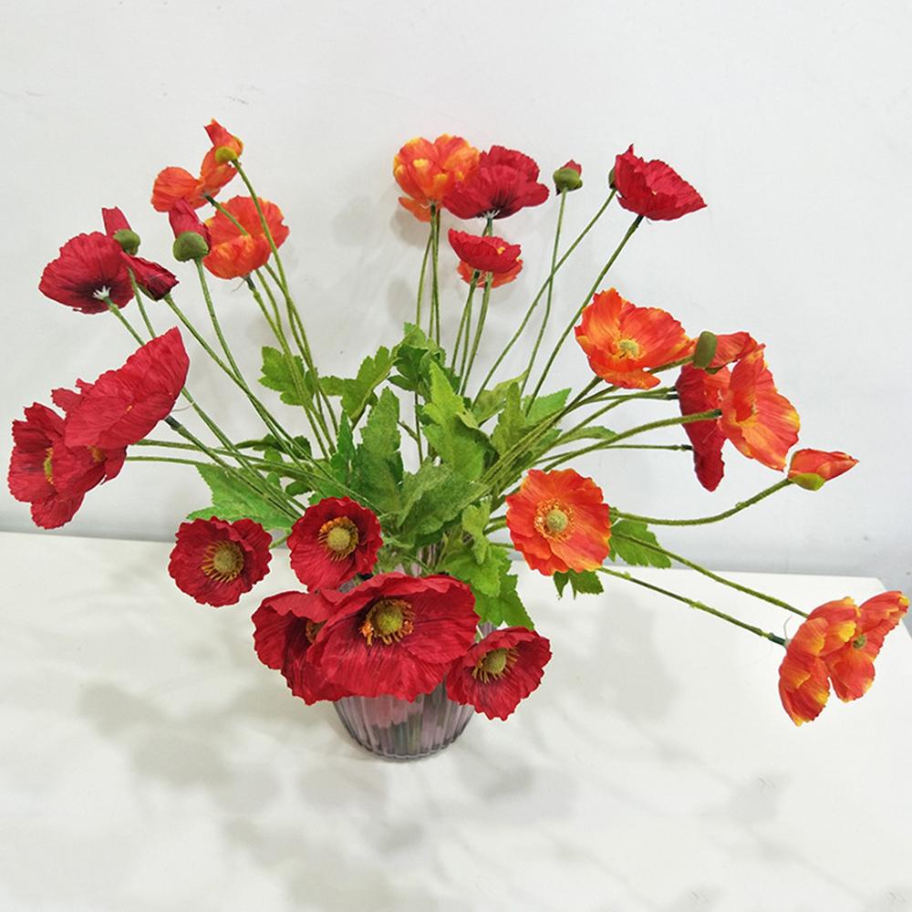 Sentire Fiore decorativo Casa Decorazione matrimonio Fiore artificiale Fiore artificiale Fiore di papavero artificiale
