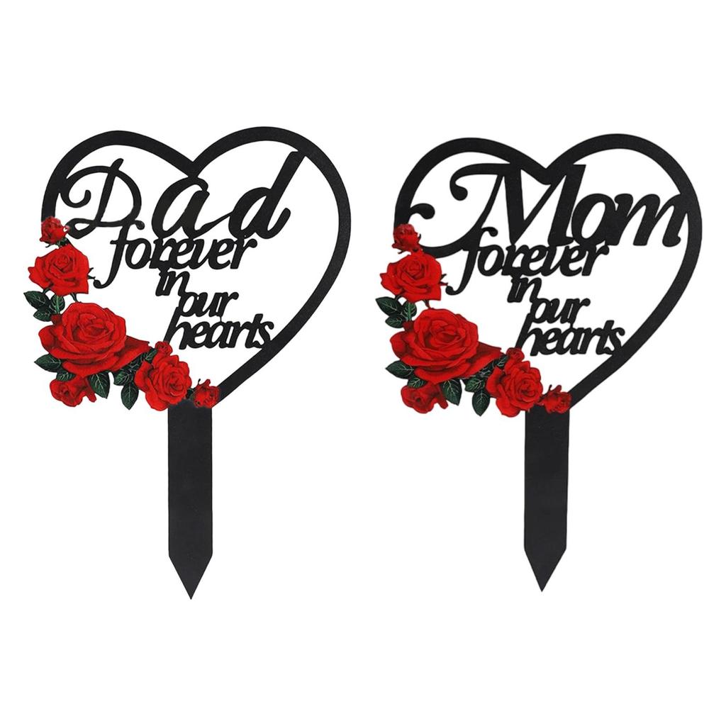 Memorial Grave Marker Cemetery Decoration Remembrance Waterproof Burial Garden Stake for Anniversary Backyard Sign Party Lawn