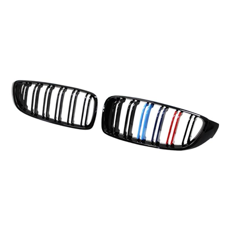 Front Kidney Grille Grill Compatible For BMW 4 Series F32 F33 F36 (2013-2019) M3 M4 Double Slats Gloss Black Grills