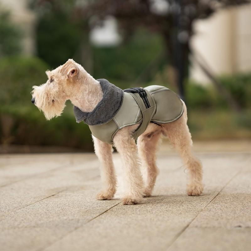 Warm Winter Dog Coat With Fleece Lining Adjustable Buckle Reflective Strip Leash Hole Small To Large Breeds
