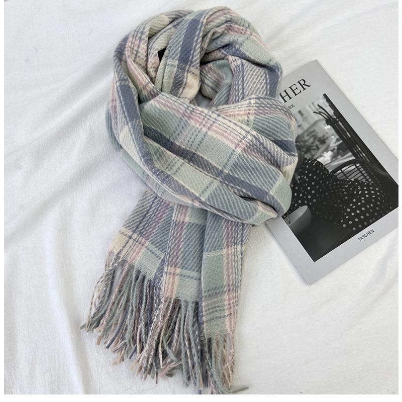 Luxury Plaid Scarf Winter Warm Cashmere Women Long Bandana Pashmina Foulard Female Scarves Tassel Shawl and Wraps